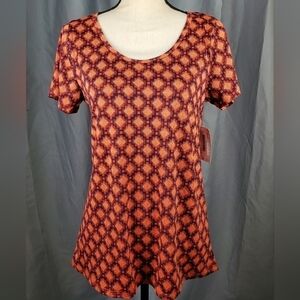 NWT Lularoe Classic T, red/orange/black pattern, size S